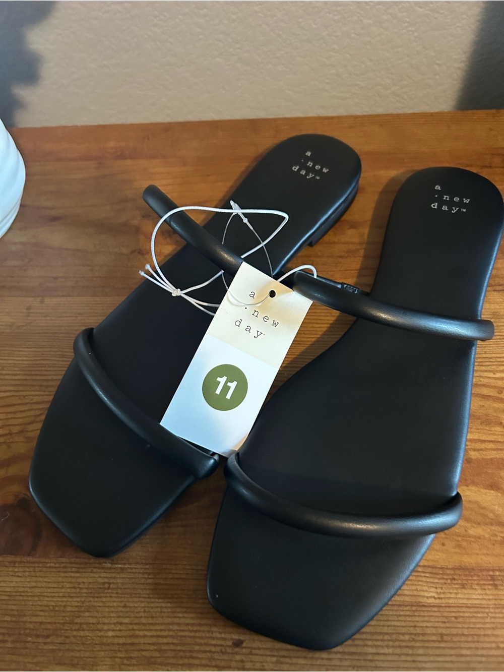 a new day Black Minimal Double-Strap Slide Sandals